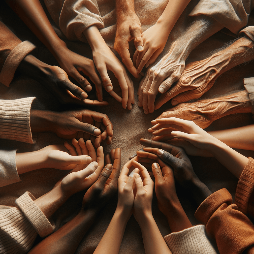 Hands exchanging, love in motion, community connections flowing